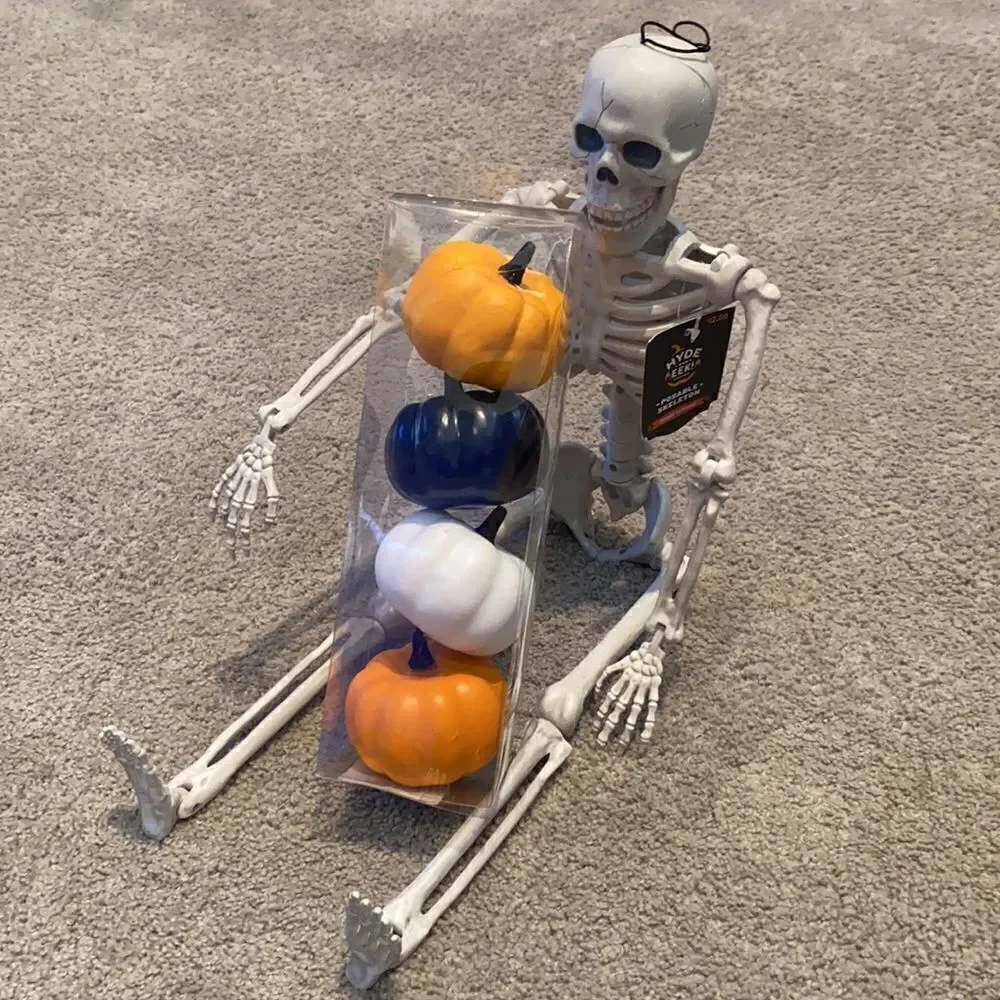Halloween Mixed Decor, Skeleton & Neon Pumpkin Bundle all NWT
